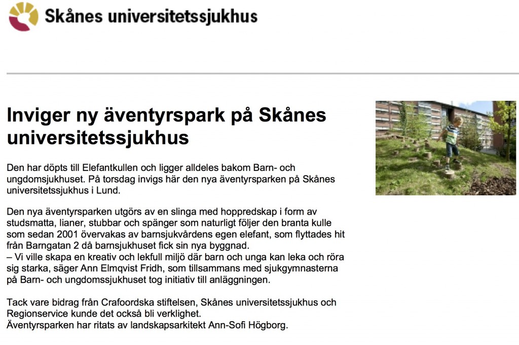 Inviger ny äventyrspark på Skånes universitetssjukhus - Region Skåne